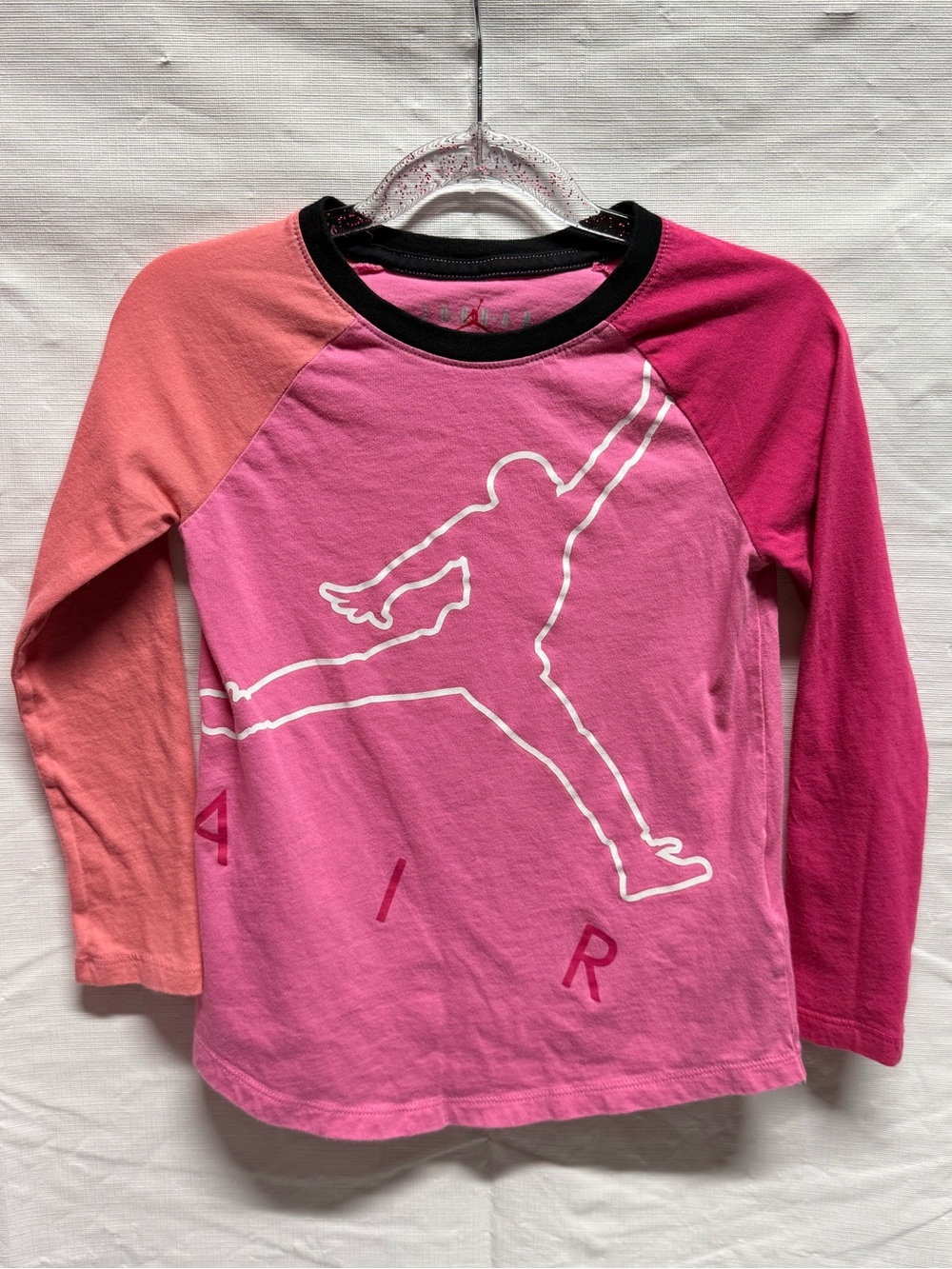 Jordan Pink Two-Tone Jumpman Long Sleeve Tee